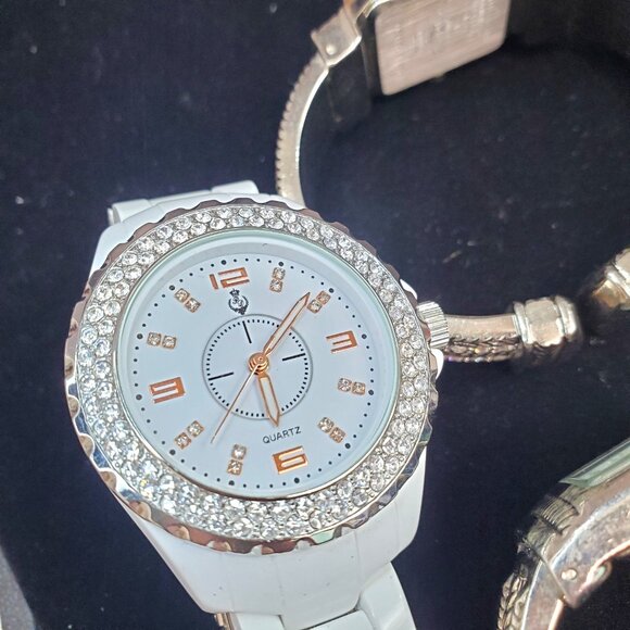 Lot PREMIER DESIGNS Jewelry Costume Fashion Silver Plated White 5 Watches READ main image 7